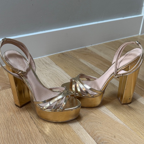 Rachel Zoe Metallic Gold Platform Heels - Picture 1 of 10